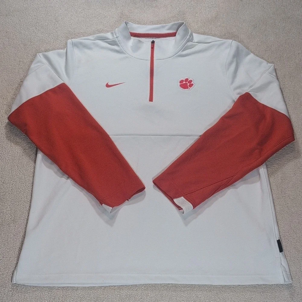 Clemson Tigers Nike Quarter Zip Dri Fit Pullover Mens L White CQ5687-100